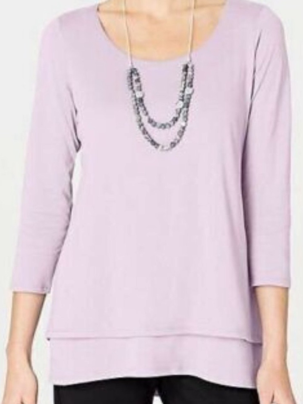 Pure Jill Elliptical Layered Top Purple Lilac Split Back Scoop Neck SZ M P